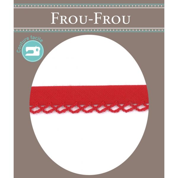Biais Festonné Coton Uni 12mm Frou-Frou Rouge 4077-12-46 image