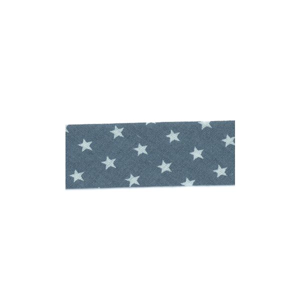 Biais Frou-Frou 20mmtissu ETOILES ARDOISE CENDREE 4090-20-103 petite image