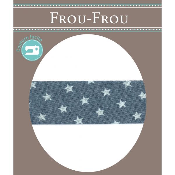 Biais Frou-Frou 20mmtissu ETOILES ARDOISE CENDREE 4090-20-103 image