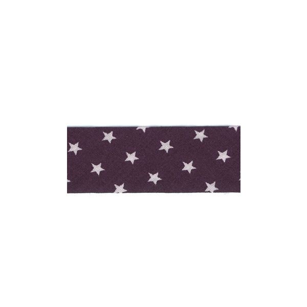 Biais Frou-Frou 20mmtissu Etoiles Violet foncé 4090-20-106 petite image