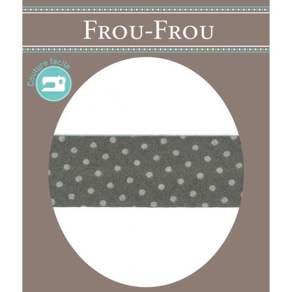 Biais Frou-Frou 20mmtissu Pois Taupe 4090-20-201 image