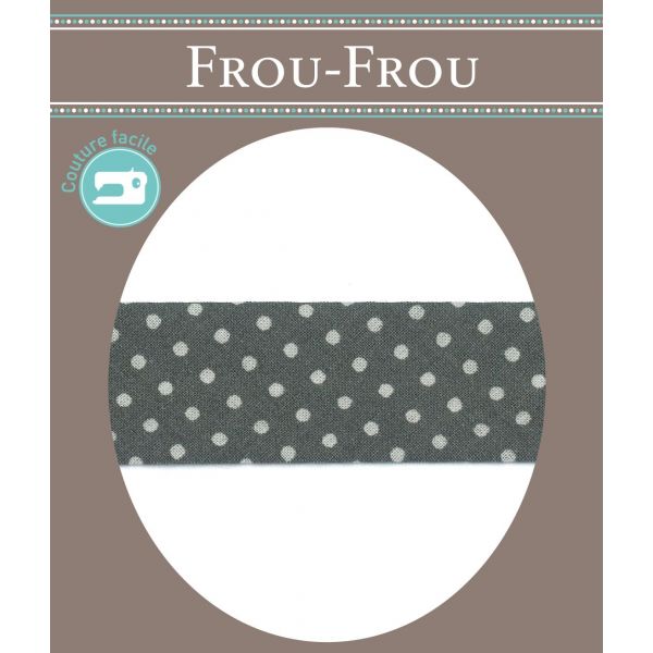 Biais Frou-Frou 20mmtissu Pois Gris foncé 4090-20-202 image