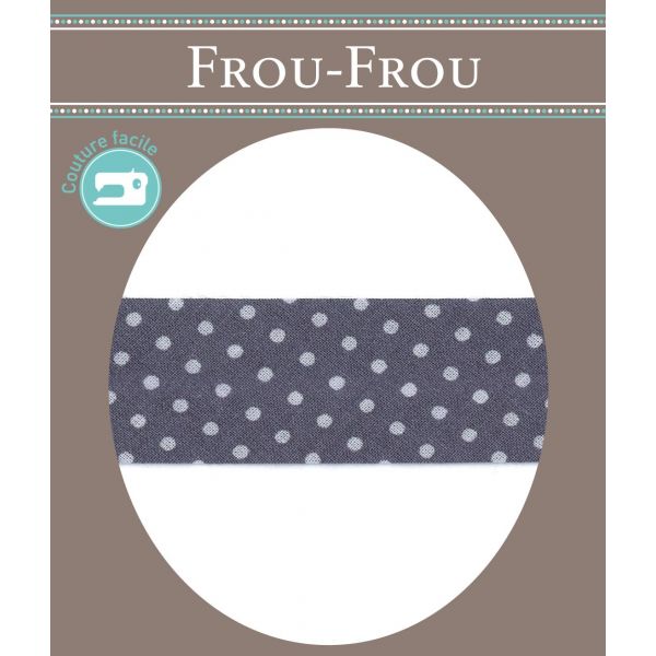 Biais Frou-Frou 20mmtissu Pois Myrtille 4090-20-204 image