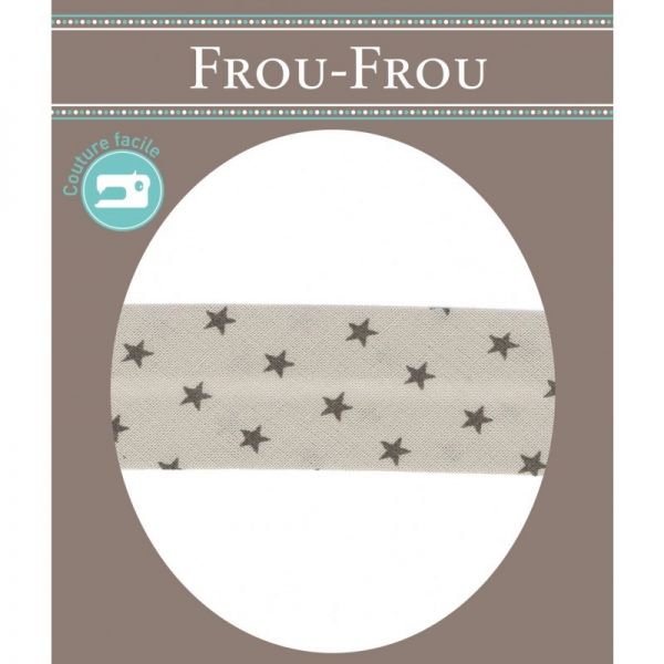 Biais Frou-Frou 20mmtissu Etoiles Beige clair 4090-20-301 image
