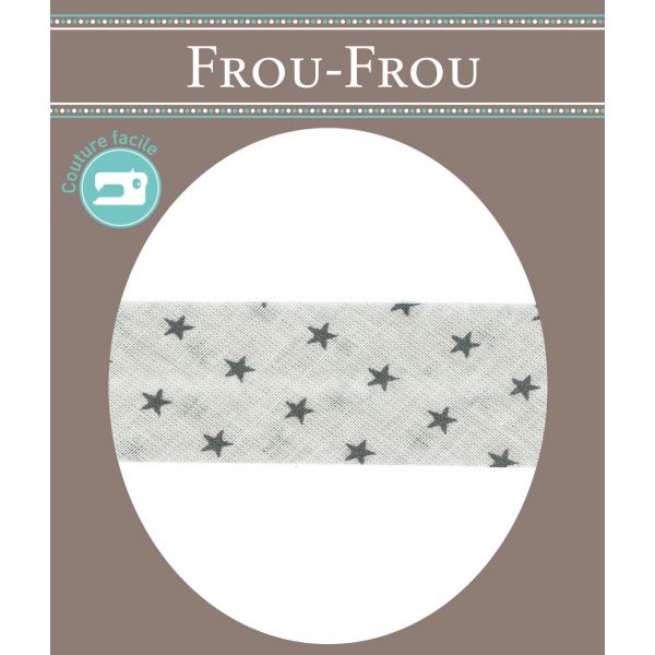 Biais Frou-Frou 20mmtissu ETOILES Gris clair 4090-20-302 image