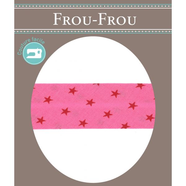 Biais Frou-Frou 20mmtissu Etoiles Framboise 4090-20-308 image