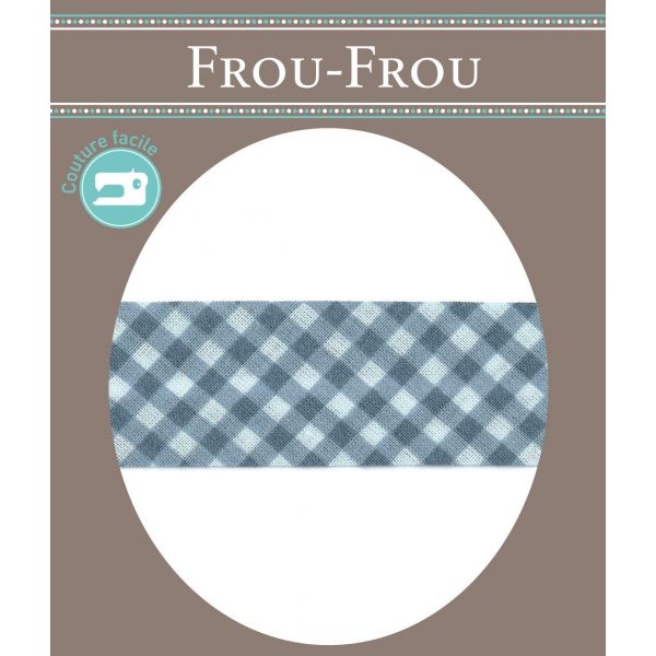 Biais Frou-Frou 20mmtissu Vichy Bleu Gris 4090-20-503 image