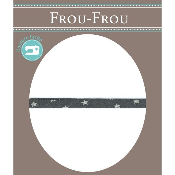 Frou-Frou Cordon Spaghetti 7mm ETOILES Gris foncé 4091-7-102 image