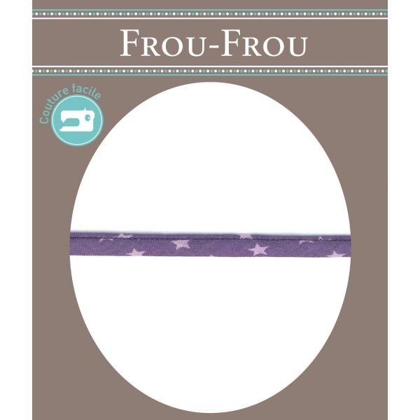 Frou-Frou Cordon Spaghetti 7mm tissu Etoiles Violet clair 4091-7-105 image