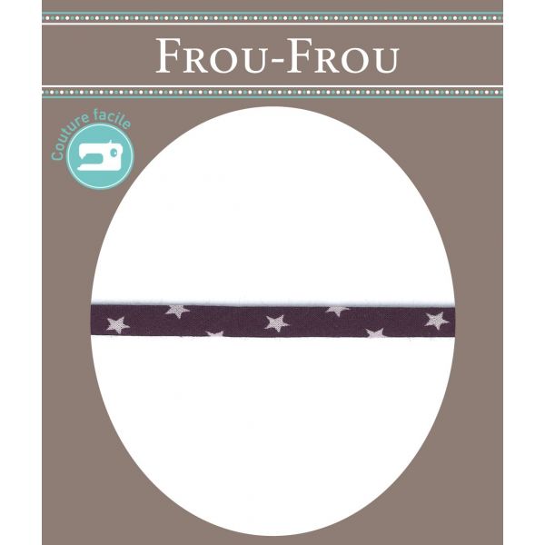 Frou-Frou Cordon Spaghetti 7mm tissu Etoiles Violet foncé 4091-7-106 image