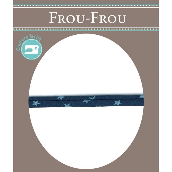 Frou-Frou Cordon Spaghetti 7mm tissu Etoiles Bleu foncé 4091-7-110 image