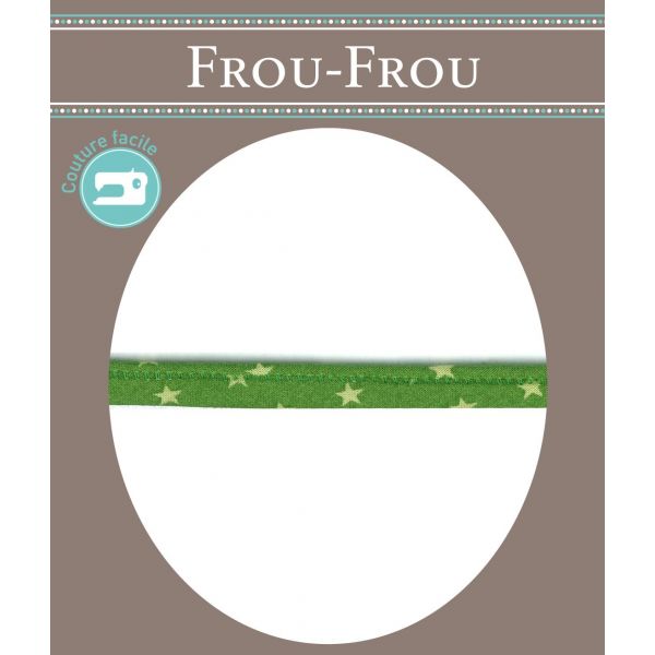 Frou-Frou Cordon Spaghetti 7mm tissu Etoiles Vert pomme 4091-7-112 image