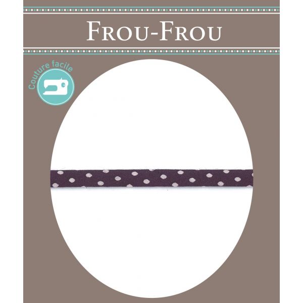 Frou-Frou Cordon Spaghetti 7mm tissu Pois Violet foncé 4091-7-206 image