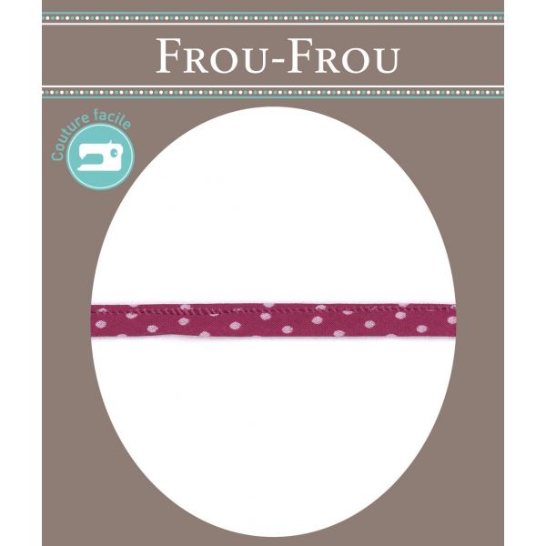 Frou-Frou Cordon Spaghetti 7mm tissu Pois Rose Camélia 4091-7-207 image