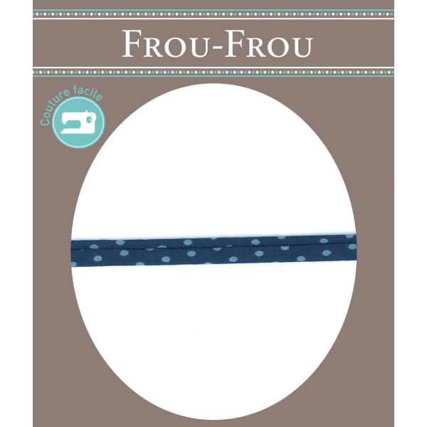 Frou-Frou Cordon Spaghetti 7mm tissu Pois Bleu foncé 4091-7-210 image