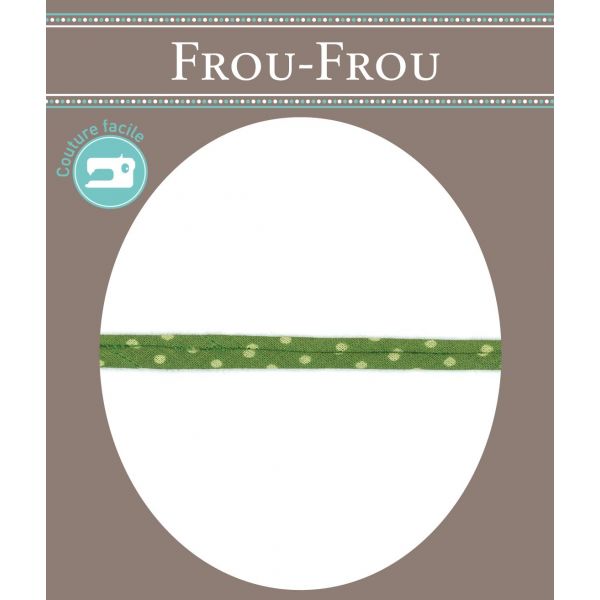 Frou-Frou Cordon Spaghetti 7mm tissu Pois Vert pomme 4091-7-212 image