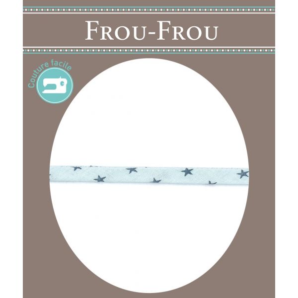 Frou-Frou Cordon Spaghetti 7mm tissu Etoiles Bleu layette 4091-7-303 image