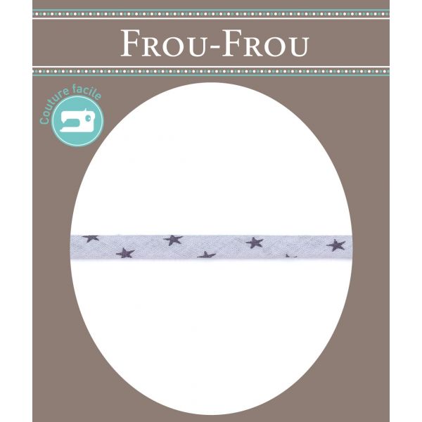 Frou-Frou Cordon Spaghetti 7mm tissu Etoiles Myrtille 4091-7-304 image