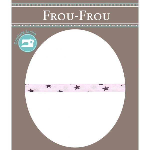 Frou-Frou Cordon Spaghetti 7mm tissu Etoiles Rose clair 4091-7-306 image