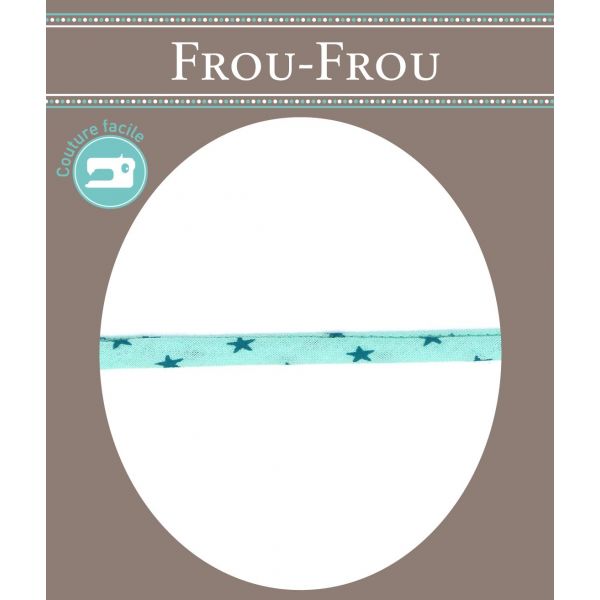 Frou-Frou Cordon Spaghetti 7mm tissu Etoiles Bleu lagon 4091-7-311 image