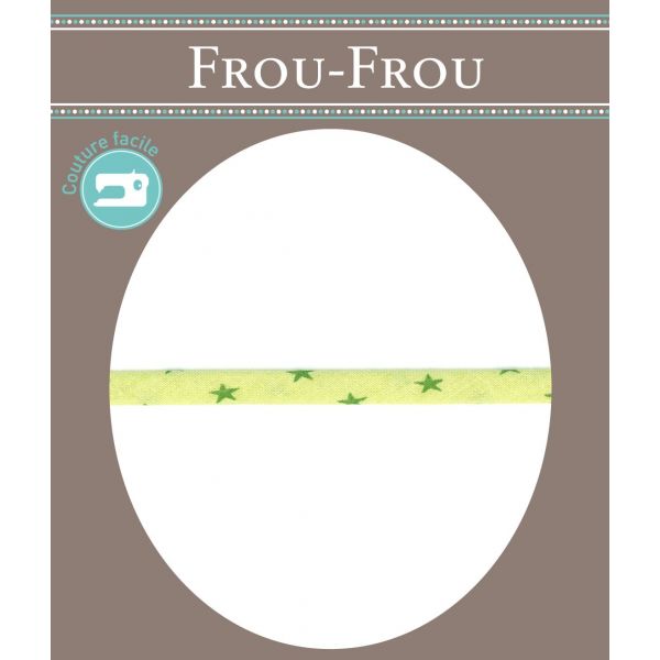 Frou-Frou Cordon Spaghetti 7mm tissu Etoiles Vert Aniss 4091-7-312 image