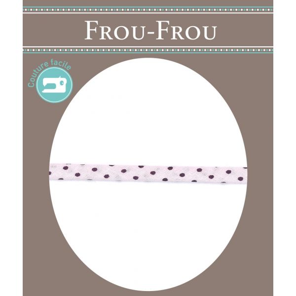 Frou-Frou Cordon Spaghetti 7mm tissu Pois Rose clair 4091-7-406 image