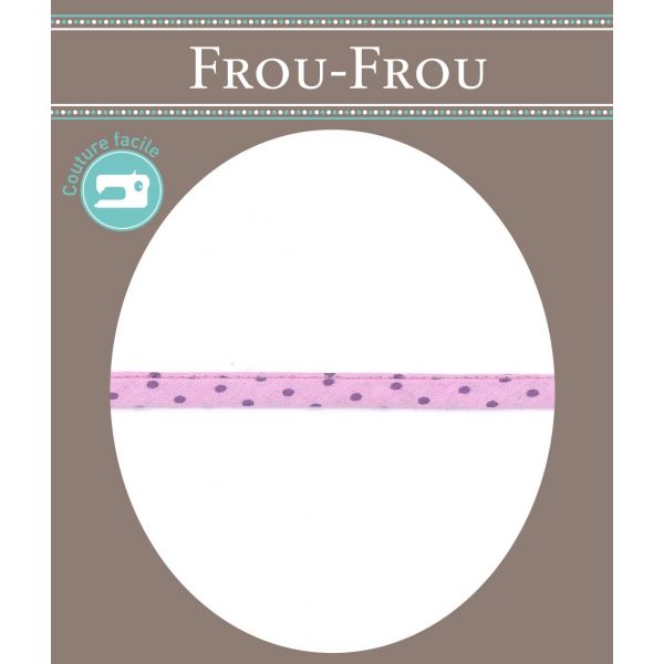 Frou-Frou Cordon Spaghetti 7mm tissu Pois Framboise 4091-7-407 image