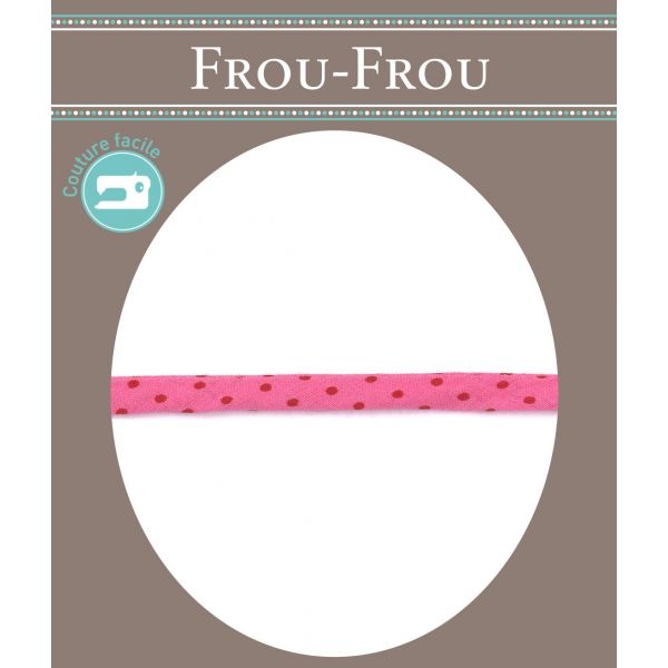 Frou-Frou Cordon Spaghetti 7mm tissu Pois Fushia 4091-7-408 image