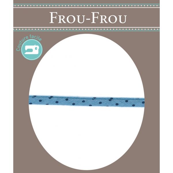 Frou-Frou Cordon Spaghetti 7mm tissu Pois Bleu 4091-7-410 image
