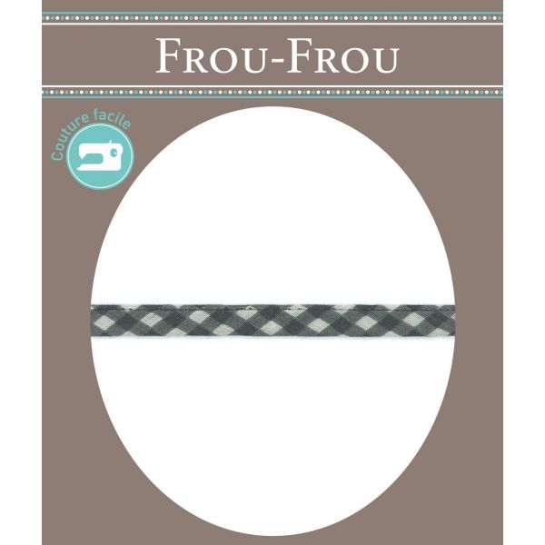 Frou-Frou Cordon Spaghetti 7mm tissu Vichy Gris foncé 4091-7-502 image