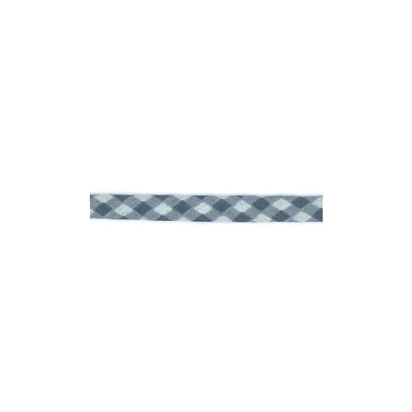 Frou-Frou Cordon Spaghetti 7mm tissu Vichy Bleu Gris 4091-7-503 petite image