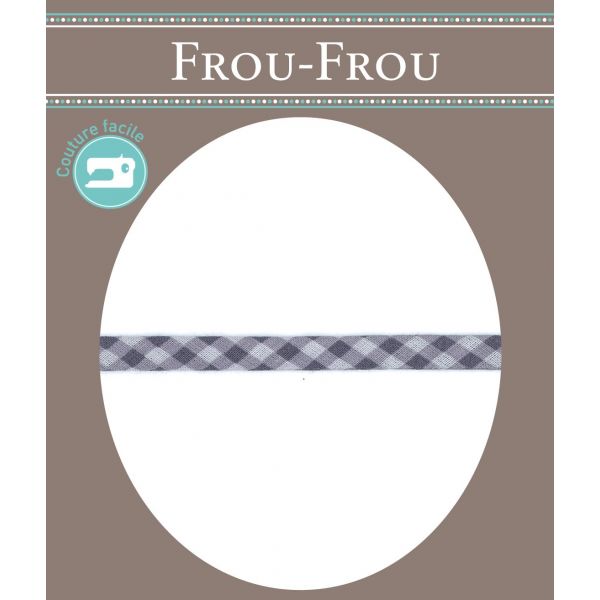 Frou-Frou Cordon Spaghetti 7mm tissu Vichy Myrtille 4091-7-504 image