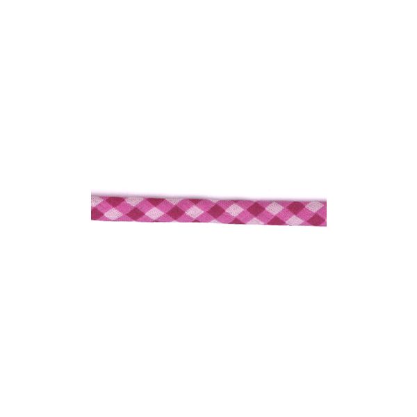 Frou-Frou Cordon Spaghetti 7mm tissu Vichy Rose Camélia 4091-7-507 petite image