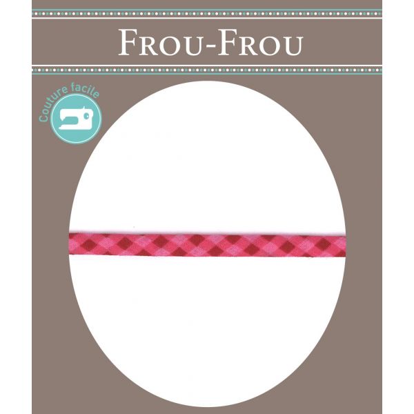 Frou-Frou Cordon Spaghetti 7mm tissu Vichy Rouge 4091-7-508 image