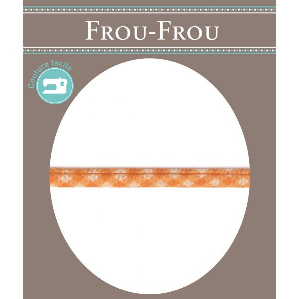 Frou-Frou Cordon Spaghetti 7mm tissu Vichy Orange 4091-7-509 image