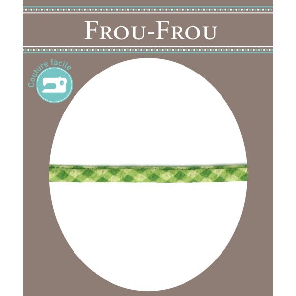 Frou-Frou Cordon Spaghetti 7mm tissu Vichy Vert pomme 4091-7-512 image