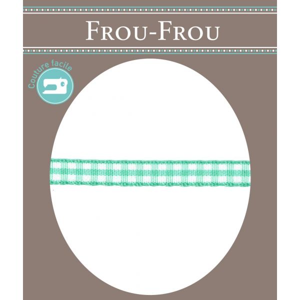 Ruban Tissé Frou-Frou 6mm Vichy Bleu lagon 4125-6-25 image