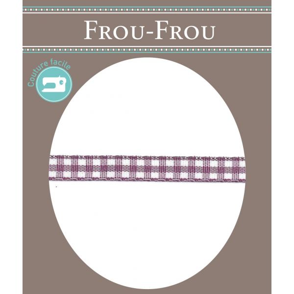 Ruban Tissé Frou-Frou 6mm Vichy Rose prune 4125-6-58 image