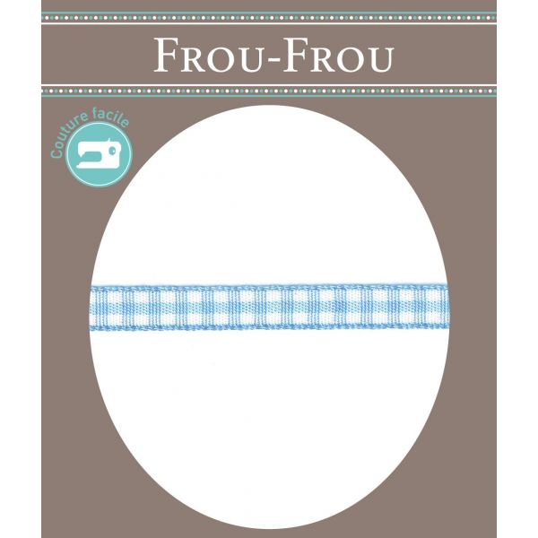 Ruban Tissé Frou-Frou 6mm Vichy Bleu layette 4125-6-8 image
