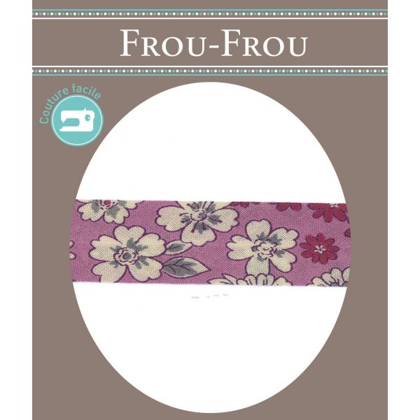 Frou-Frou Bias 20mmx2m Fleuri Rose prune 4213-0-1 image