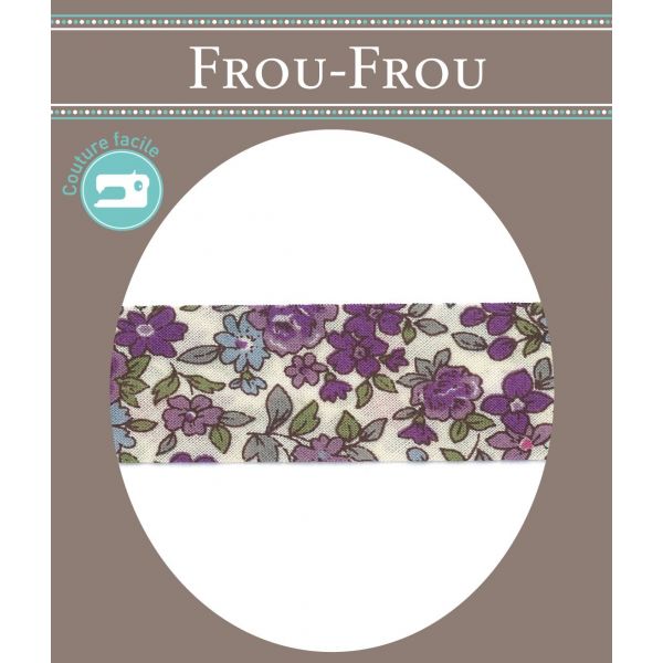 Frou-Frou Bias 20mmx2m Fleuri Violet clair 4213-0-11 image
