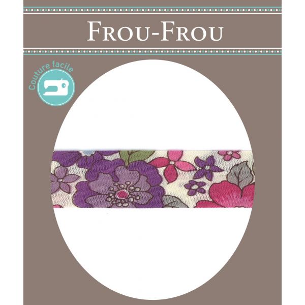 Frou-Frou Bias 20mmx2m Fleuri Violet clair 4213-0-12 image