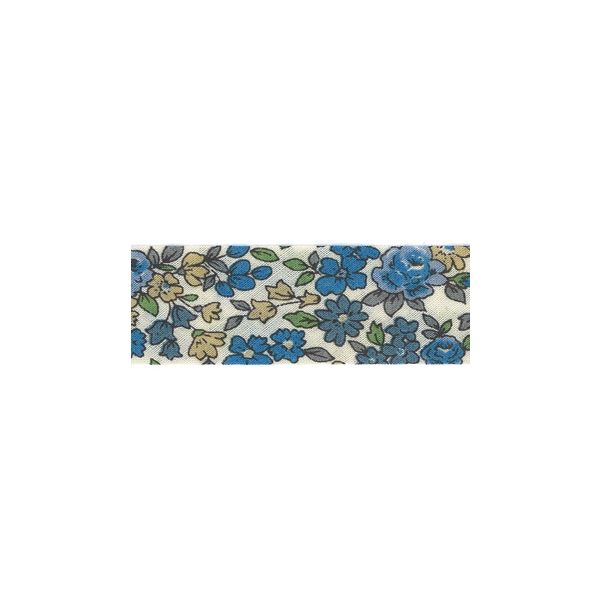Frou-Frou Bias 20mmx2m Fleuri Bleu foncé 4213-0-15 petite image
