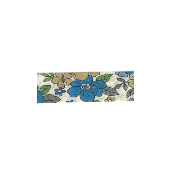 Frou-Frou Bias 20mmx2m Fleuri Bleu foncé 4213-0-16 petite image