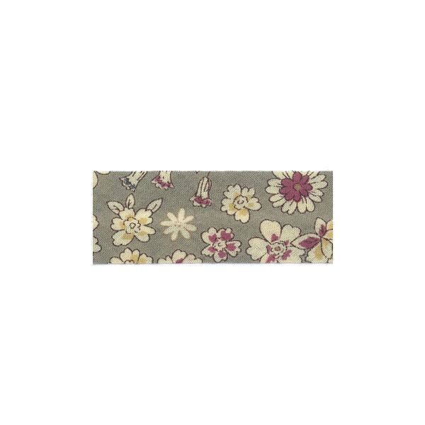 Frou-Frou Bias 20mmx2m Fleuri Gris 4213-0-2 petite image