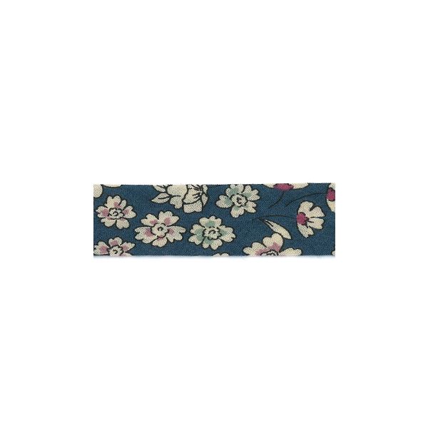 Frou-Frou Bias 20mmx2m Fleuri Bleu marine 4213-0-7 petite image