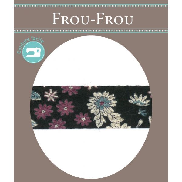 Frou-Frou Bias 20mmx2m Fleuri Noir 4213-0-9 image