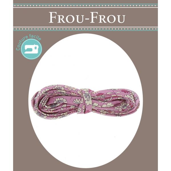 Frou-Frou Cordon spaghetti 7mmx2m tissu Fleuri Rose prune 4214-0-1 image