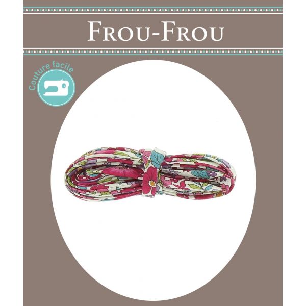 Frou-Frou Cordon spaghetti 7mmx2m tissu Fleuri Bordeaux glamour 4214-0-14 image