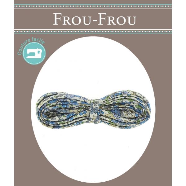 Frou-Frou Cordon spaghetti 7mmx2m tissu Fleuri Bleu 4214-0-15 image